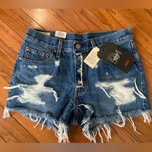 Levi's 501 Women's Frayed Blue Jean Shorts